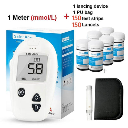 Sinocare Safe-Accu Blood Glucose Meter Glucometer Kit Diabetes Tester 50/100 Test Strips Lancets Medical Blood Sugar Meter - FLORANZANI- Beauté & Santé