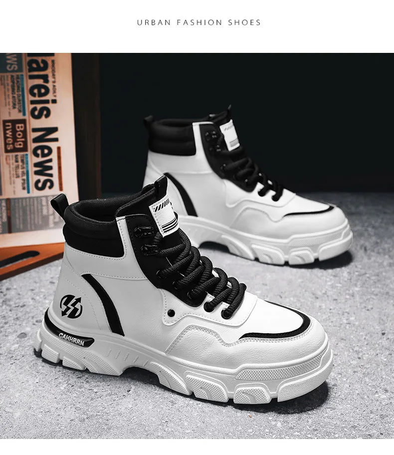 White Winter Work Short Boots for Men British Fashion  Fashion Motorcycle Boots Fashion Outdoor Sports Casual Shoes New 2024