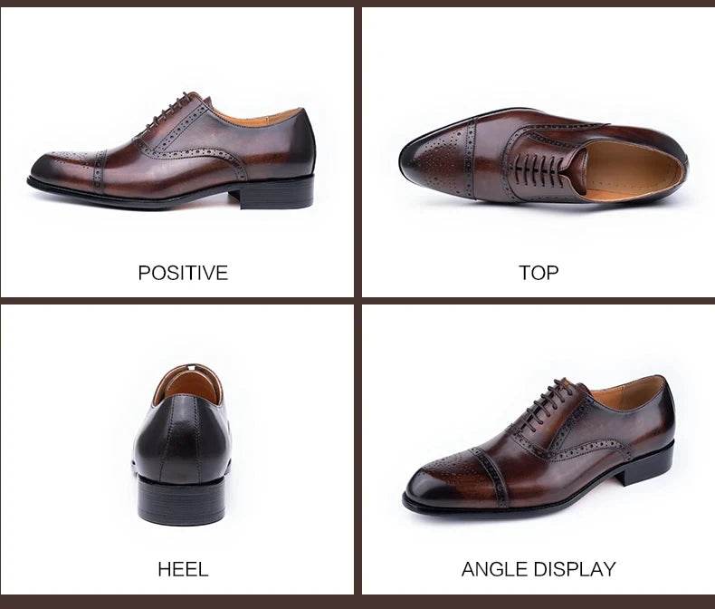 Classic Brogue Shoe Men's Business Suits Matches New Style Genuine Cowhide Handmade Formal Office Wedding Party Mans Dress Shoes - FLORANZANI- Beauté & Santé