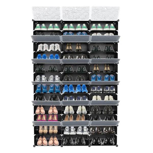 12-Tier Portable 72 Pair Shoe Rack Organizer 36 Grids Tower Shelf Storage Cabinet Stand Expandable for Heels - FLORANZANI- Beauté & Santé