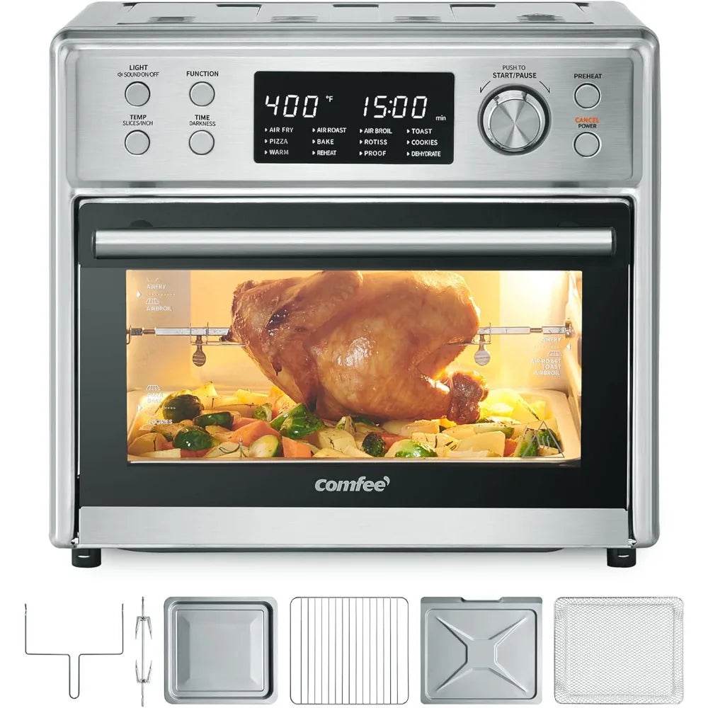 Toaster Oven Air Fryer Combo, 12-in-1 Air Fryer Oven with Rotisserie, 6 Slice Toast 12' Pizza, Double Layer, Countertop - FLORANZANI- Beauté & Santé