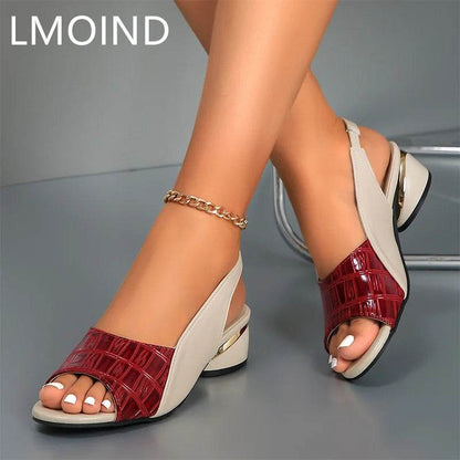 Women Mid Heels Sandals Fashion Dress Chunky Open Toe Shoes New Casual Designer Pumps Classic Brand Femme Zapatos - FLORANZANI- Beauté & Santé