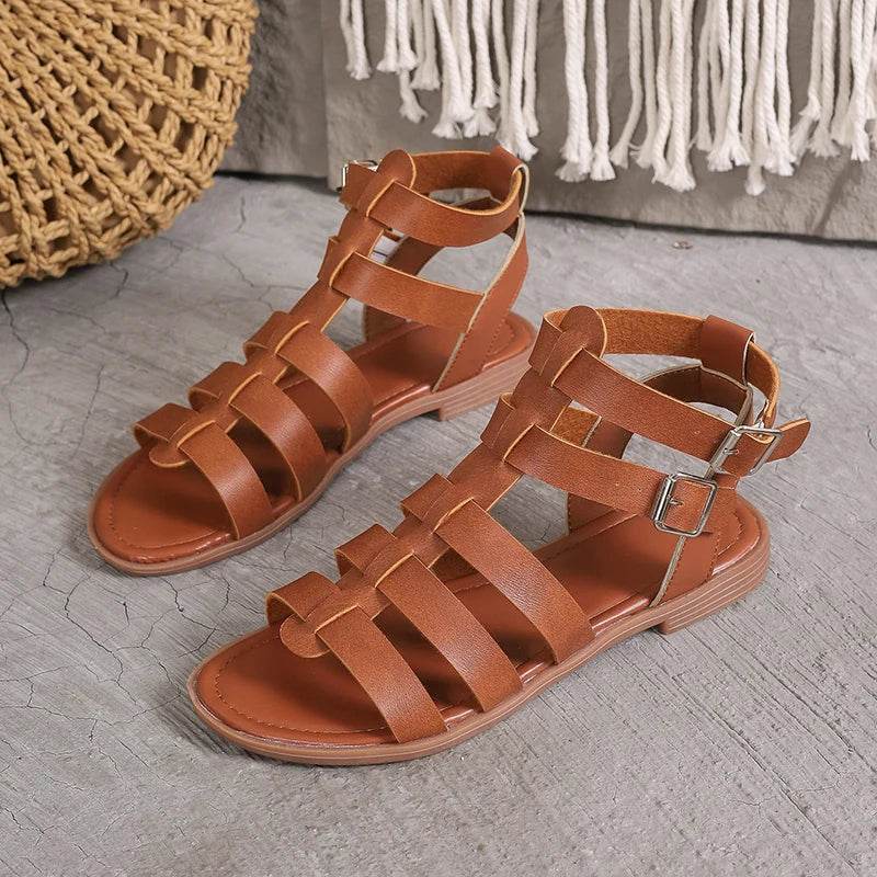 Luxury Women's Sandals Summer Elegant Woman Shoes with Low Heels Flats Casual Gladiator White Fish Toe Designer Sandals Flats - FLORANZANI- Beauté & Santé