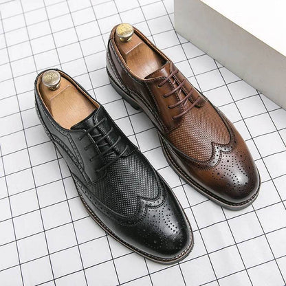 Handmade Oxford Shoes for Men Wingtip Leather Brogue Men's Dress Shoes Classic Business Formal Shoes Male Calfskin Leather Shoe - FLORANZANI- Beauté & Santé