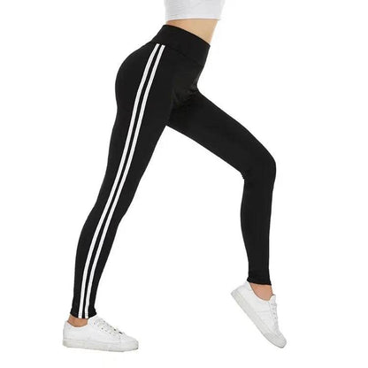 Side Stripe Tummy Control Sports Leggings - FLORANZANI- Beauté & Santé