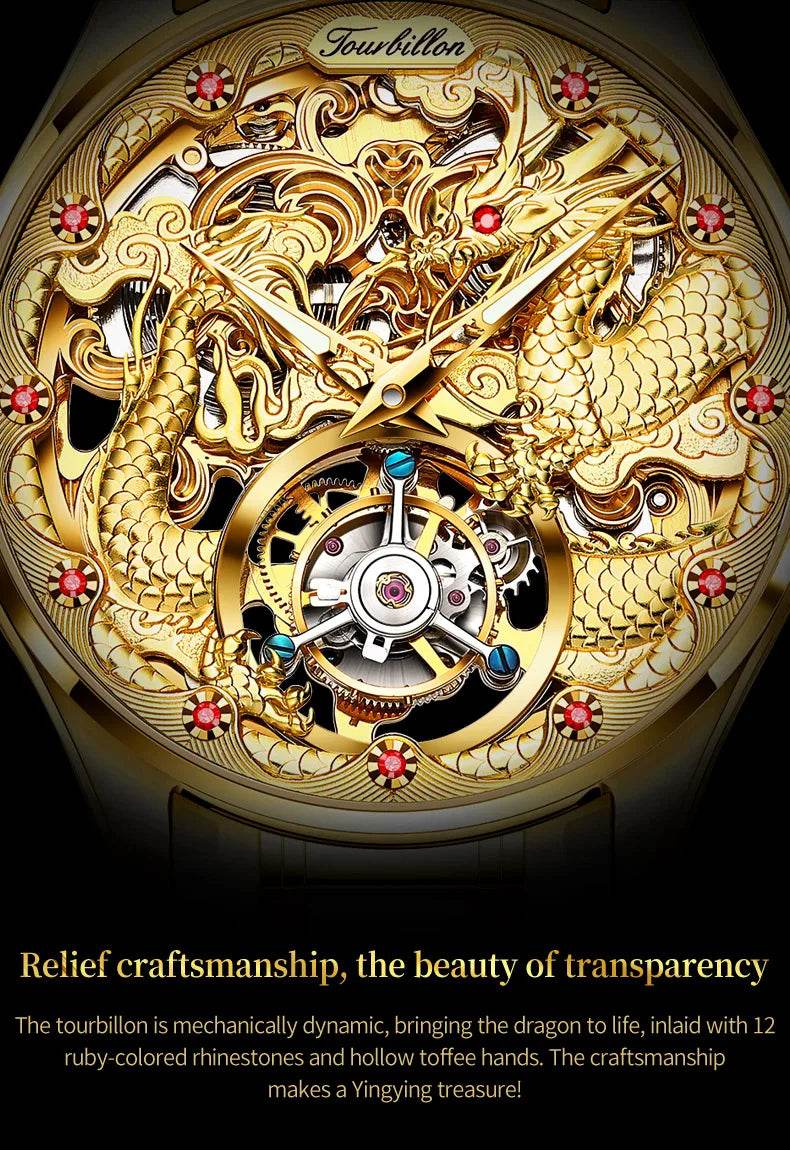 OUPINKE Tourbillon Automatic Men's Watch Skeleton Gold Watch Sapphire Ruby Luxury Wristwatch Waterproof Men's Mechanical Watch - FLORANZANI- Beauté & Santé