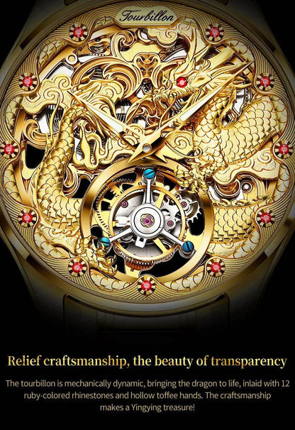 OUPINKE Tourbillon Automatic Men's Watch Skeleton Gold Watch Sapphire Ruby Luxury Wristwatch Waterproof Men's Mechanical Watch - FLORANZANI- Beauté & Santé