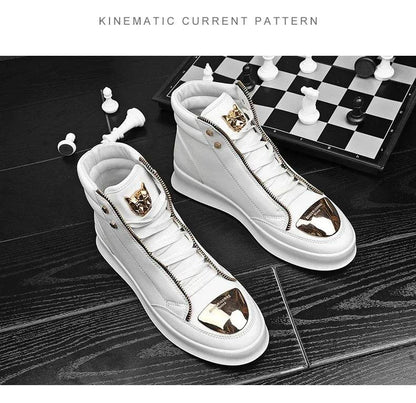 High Top Casual Shoes Men Sneakers 2024 Fashion Skateboard Shoes Leopard Platform Shoe Sport Training Shoes Men's Ankle Boots - FLORANZANI- Beauté & Santé