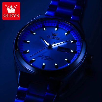 OLEVS Automatic Mechanical Watch Men Silver Gold Steel Belt Luminous Waterproof Top Brand Luxury Watches relogios masculino - FLORANZANI- Beauté & Santé