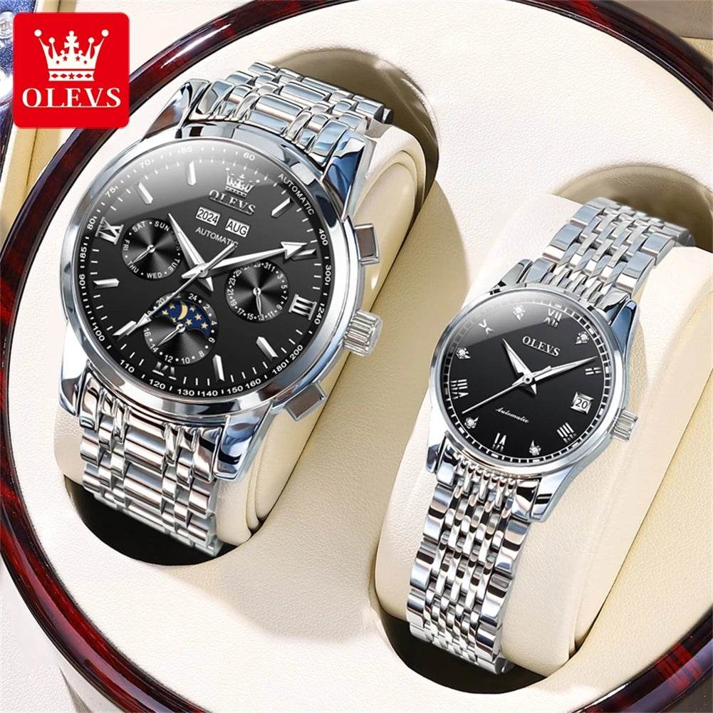 OLEVS Couple Watch Valentines Matching Watches His and Her Couple Set Wrist Watch Men and Women Lovers Wedding Romantic gifts - FLORANZANI- Beauté & Santé