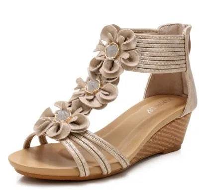 TIMETANG Gladiator Sandals Summer New Woman Fashion Platform Mid Heels Open Toe Wedge Sandals Soft Leather Sexy Casual Shoes - FLORANZANI- Beauté & Santé