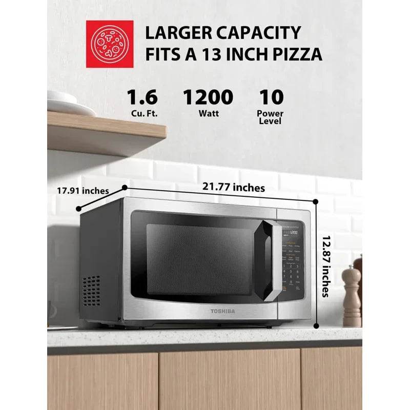 QWTOSHIBA ML-EM45PIT(SS) Countertop Microwave Oven With Inverter Technology,Kitchen Essentials,Smart Sensor,Auto Defrost,1.6 Cu - FLORANZANI- Beauté & Santé