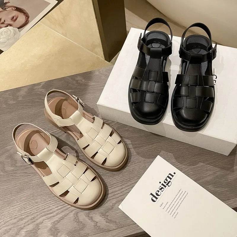 Summer Leather Platform Buckle Outdoor Beach Women's Sandals Fashion Retro Soft Sole Casual Roman Style Ladies Shoes - FLORANZANI- Beauté & Santé