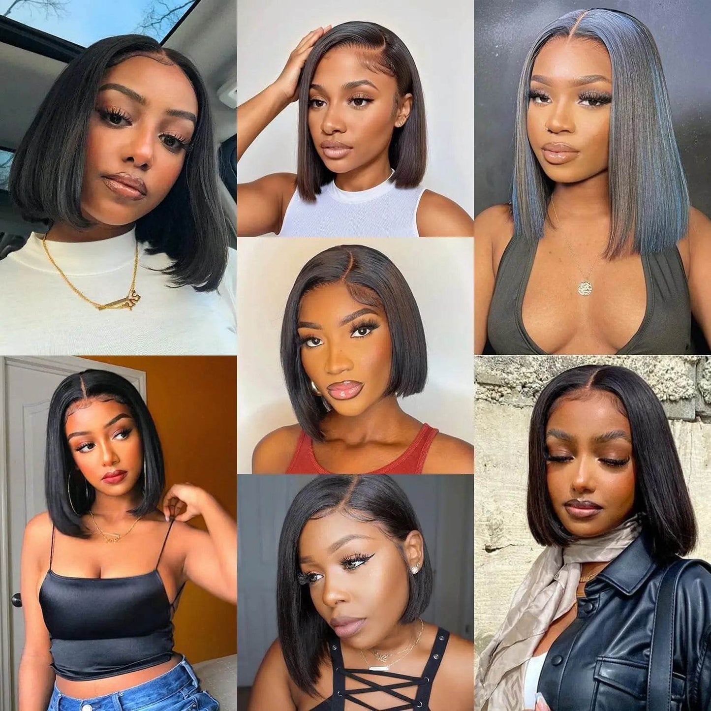 Bob Wig Human Hair 13X4 Lace Front Wig 180% Density Short Straight Frontal Bob Wig Transparent Lace Pre Plucked With Baby Hair - FLORANZANI- Beauté & Santé