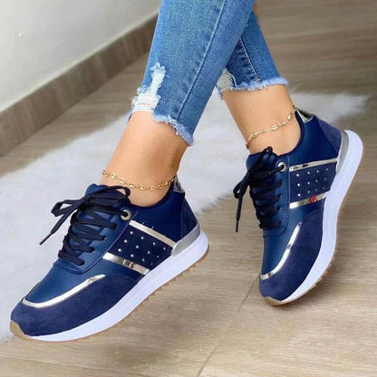 New Women Sneakers Platform Shoes Leather Patchwork Casual Sport Shoes Ladies Outdoor Running Vulcanized Shoes Zapatillas Mujer - FLORANZANI- Beauté & Santé