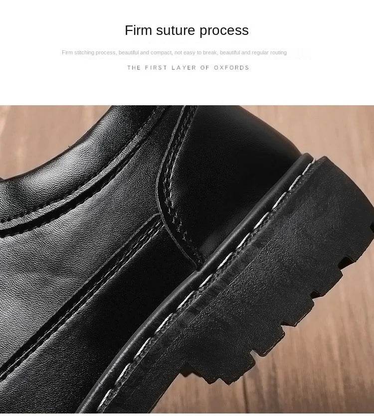 Sewn Men Leather Shoes British Style Men Shoes Men Sports Shoes Durable Thick Sole Men's Oxford Formal Leather Shoes - FLORANZANI- Beauté & Santé