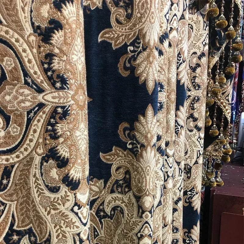 European-style Luxury Palace Double-layer Thick Chenille Blackout Curtains for Living Room Bedroom Villas Customized Into Lu - FLORANZANI- Beauté & Santé