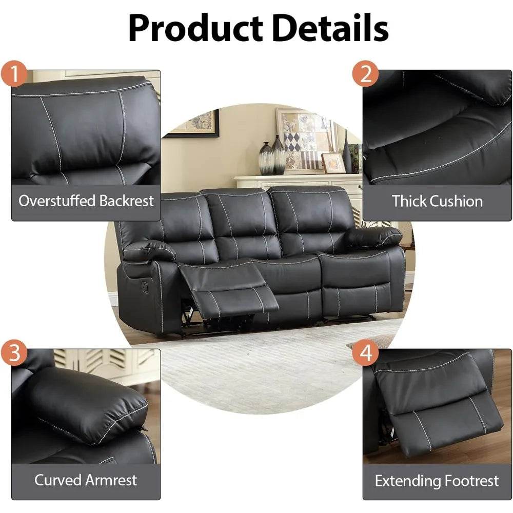 Electric sofa Faux Leather Manual Recliner Sofa Set,Reclining Sofa and 3 Seat Recliner Sofa,Couch Furniture Set for Living Room - FLORANZANI- Beauté & Santé