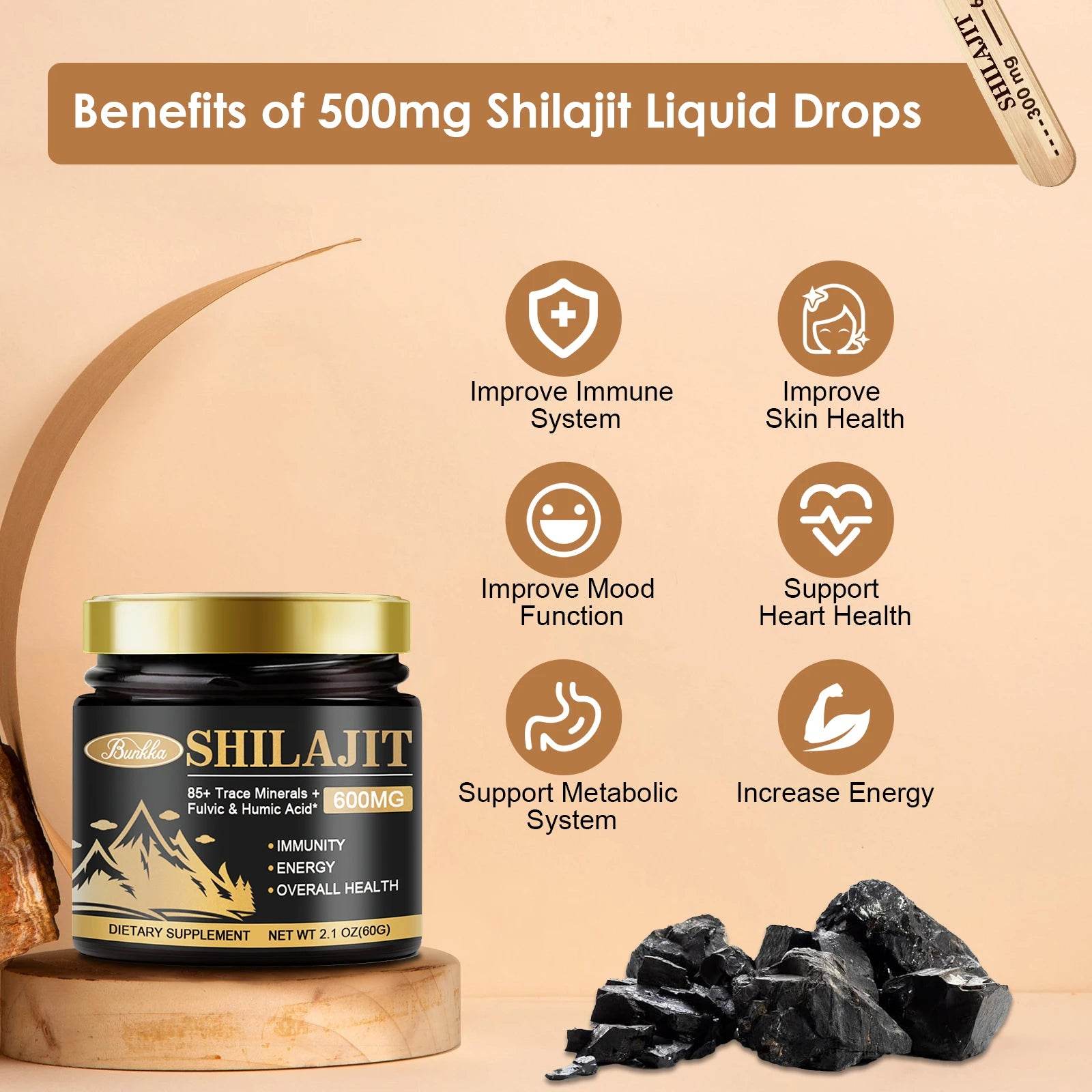 Original Organic Shilajit Resin Bitter Taste 100% Pure Himalaya Beauty Health Hormone Balance 85+ Trace Minerals Fulvic Acid - FLORANZANI- Beauté & Santé