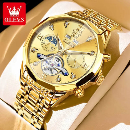 OLEVS 6621 Mens Watch Business Brand Automatic Mechanical Watch Waterproof Watch For Man Moon Phase Original Watches Luxury Men - FLORANZANI- Beauté & Santé