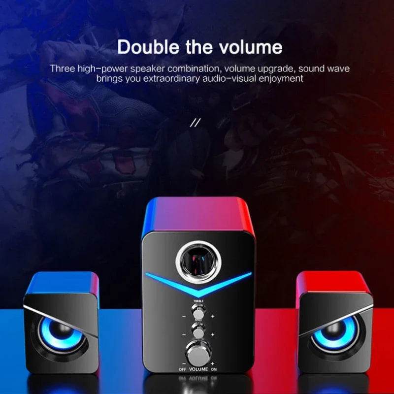 2 in 1 Wired Wireless Computer Speakers Deep Bass Sound Box Speaker for PC Laptop Powerful Subwoofer Multimedia Loudspeakers - FLORANZANI- Beauté & Santé