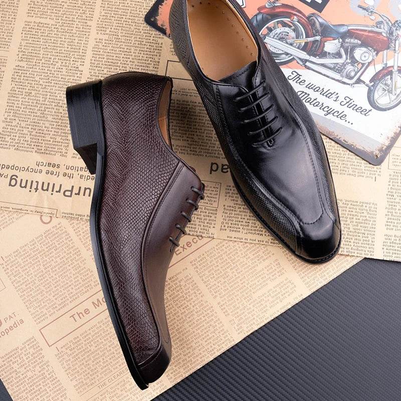 Deluxe Men's Leather Shoes Formal Dress Shoes Wedding Party Oxford Handmade Comfortable Lace Up Genuine Leather Men's Shoe - FLORANZANI- Beauté & Santé