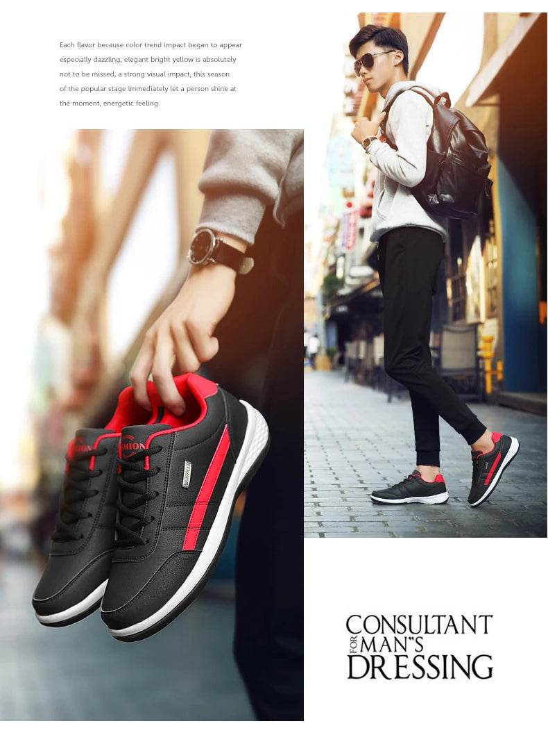 New Men Shoes Casual Shoes Leather Lace-Up Casual Sports Shoes Outdoor Wear-Resistant Vulcanized Shoes High-Quality Men Shoes - FLORANZANI- Beauté & Santé