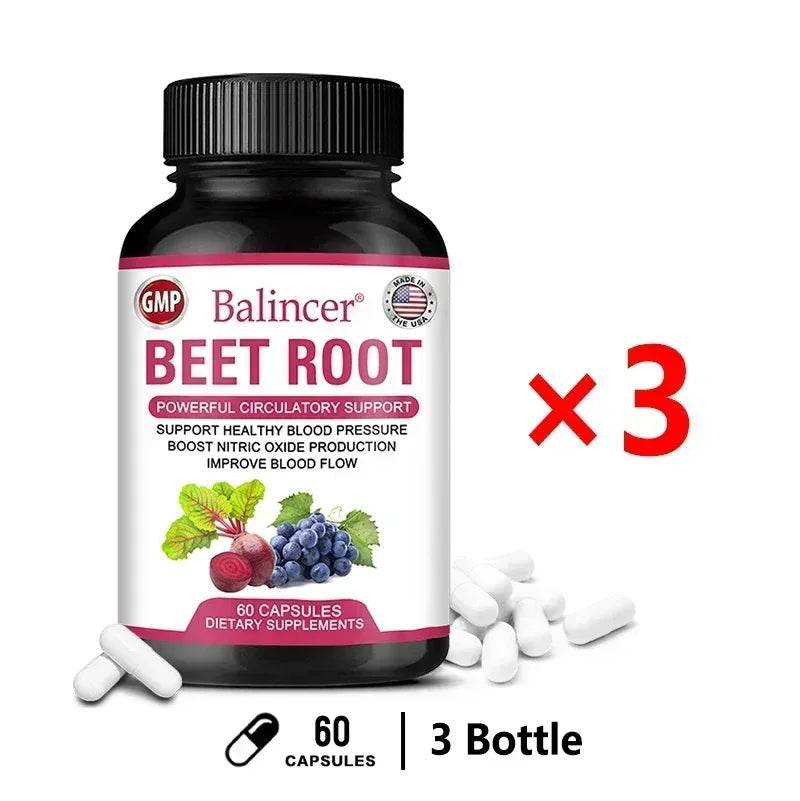 Beetroot Capsules Organic Beetroot Powder Extract + Black Pepper Nitric Oxide Production Blood Circulation Blood Pressure Health - FLORANZANI- Beauté & Santé