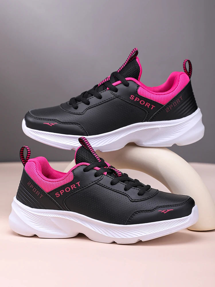 Women's Casual Shoes Breathable Walking Strap Flat Shoes Sports Tennis Women's White and Black Casual Training Shoes New 2024