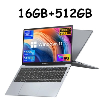 Portátil ultradelgado ACEMAGIC de 15,6", 16 GB de RAM, 512 GB de SSD, Intel N97, para gamers, pantalla de 1920 x 1080, ideal para oficina, estudio y Windows 11.