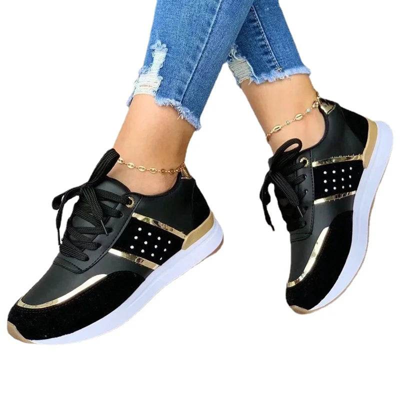 New Women Sneakers Platform Shoes Leather Patchwork Casual Sport Shoes Ladies Outdoor Running Vulcanized Shoes Zapatillas Mujer - FLORANZANI- Beauté & Santé