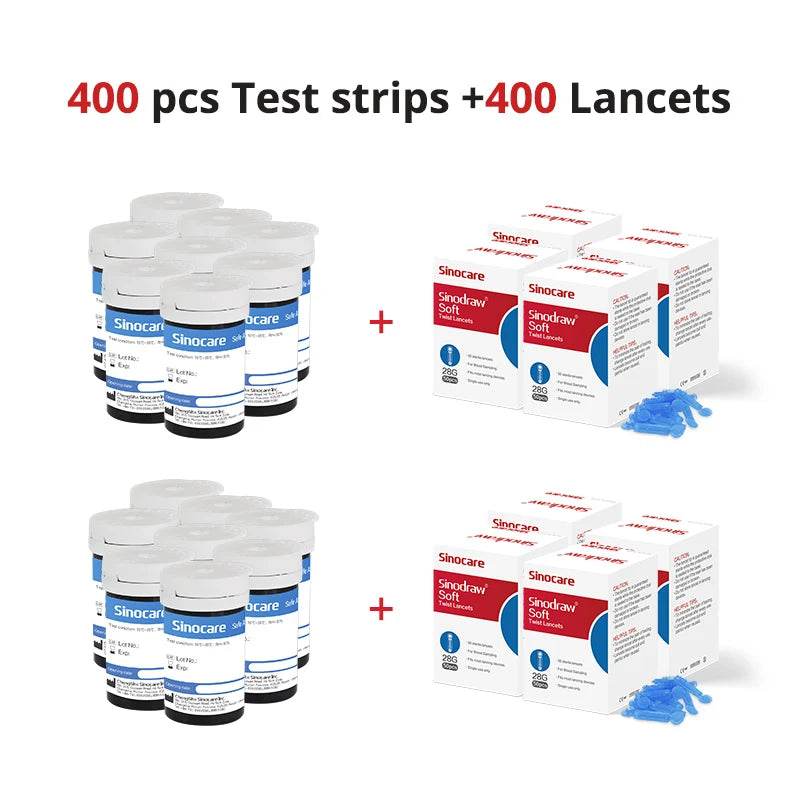 Sinocare Safe-Accu Blood Glucose Meter Glucometer Kit Diabetes Tester 50/100 Test Strips Lancets Medical Blood Sugar Meter - FLORANZANI- Beauté & Santé