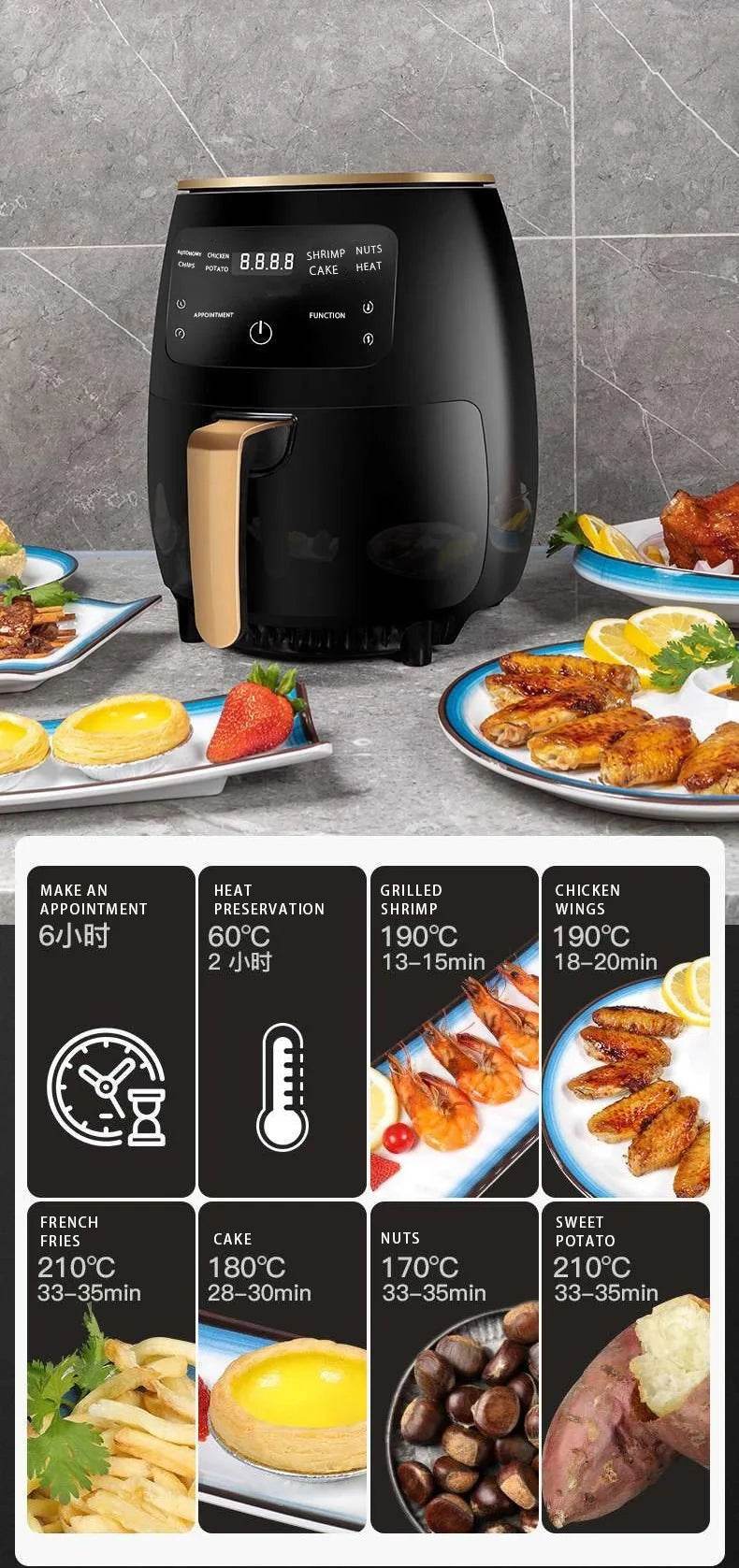 6L Air fryer Multi-functional intelligent touch screen oven Large capacity Electro mechanical deep fryer for home airfryer - FLORANZANI- Beauté & Santé