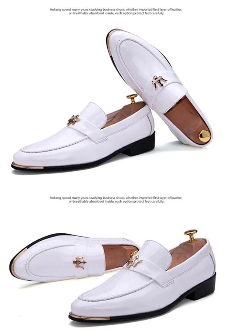 2024 New Fashion Red Men's Social Shoe Casual Glitter Leather Loafers Shoes for Men Slip-on Pointed Toe Dress Shoes Men Footwear - FLORANZANI- Beauté & Santé