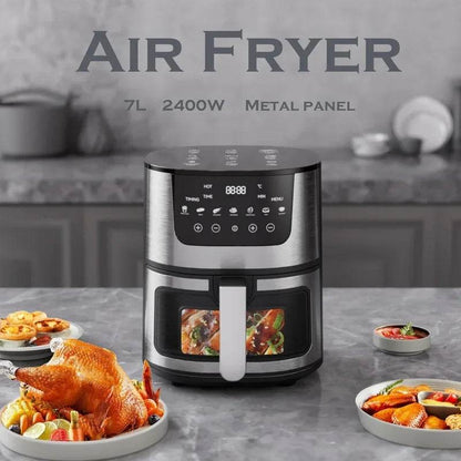 7L Electric Air Fryer Smart Multi-function Hot Convection Oven Deep Fryer Without Oil LED Touch Control 1400W Visible Window - FLORANZANI- Beauté & Santé