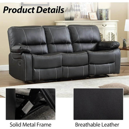 Electric sofa Faux Leather Manual Recliner Sofa Set,Reclining Sofa and 3 Seat Recliner Sofa,Couch Furniture Set for Living Room - FLORANZANI- Beauté & Santé