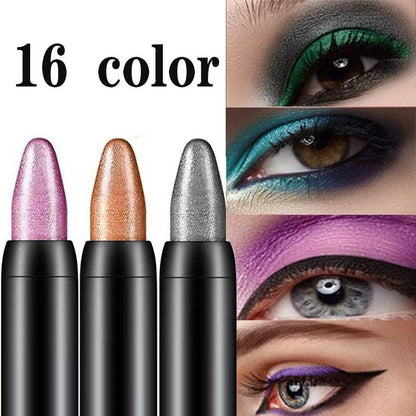 16 Color Highlighter Eyeshadow Pencil Waterproof Glitter Matte Nude Eye Shadow Makeup Pigment Cosmetics White Eyeliner Pen - FLORANZANI- Beauté & Santé