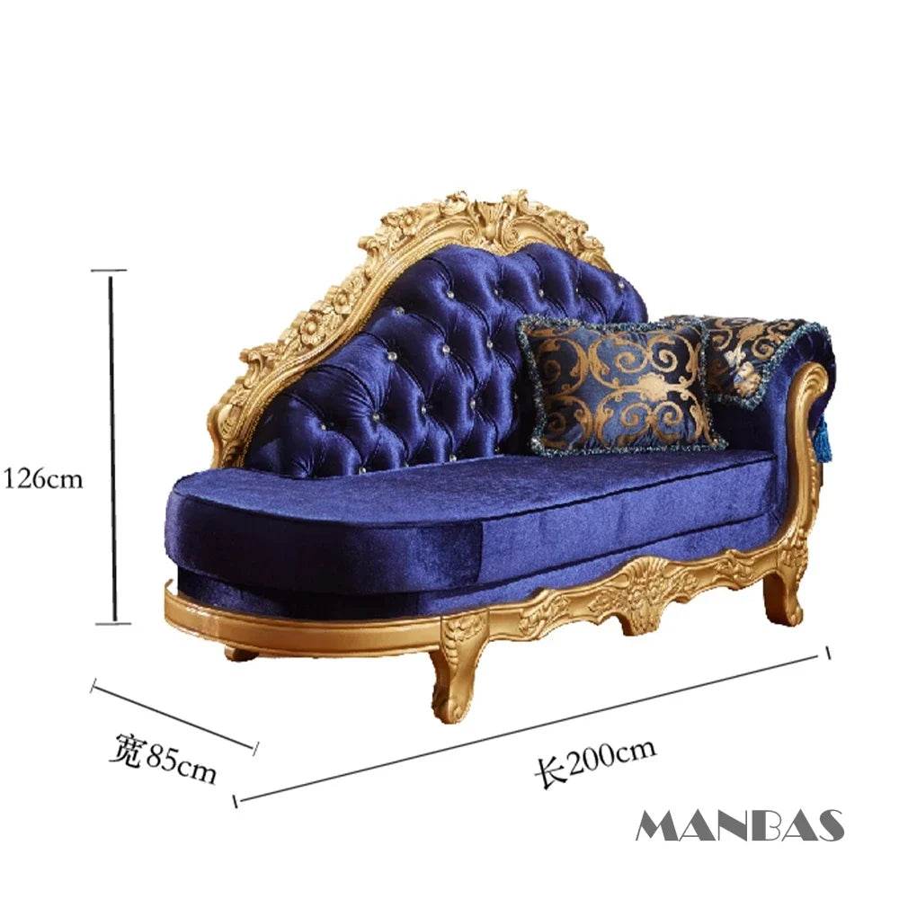 MINGDIBAO European Fabric Sofa With Gold Carving Solid Wood Frame, Luxurious Large Unit Living Room Cloth Couch Villa Furniture - FLORANZANI- Beauté & Santé