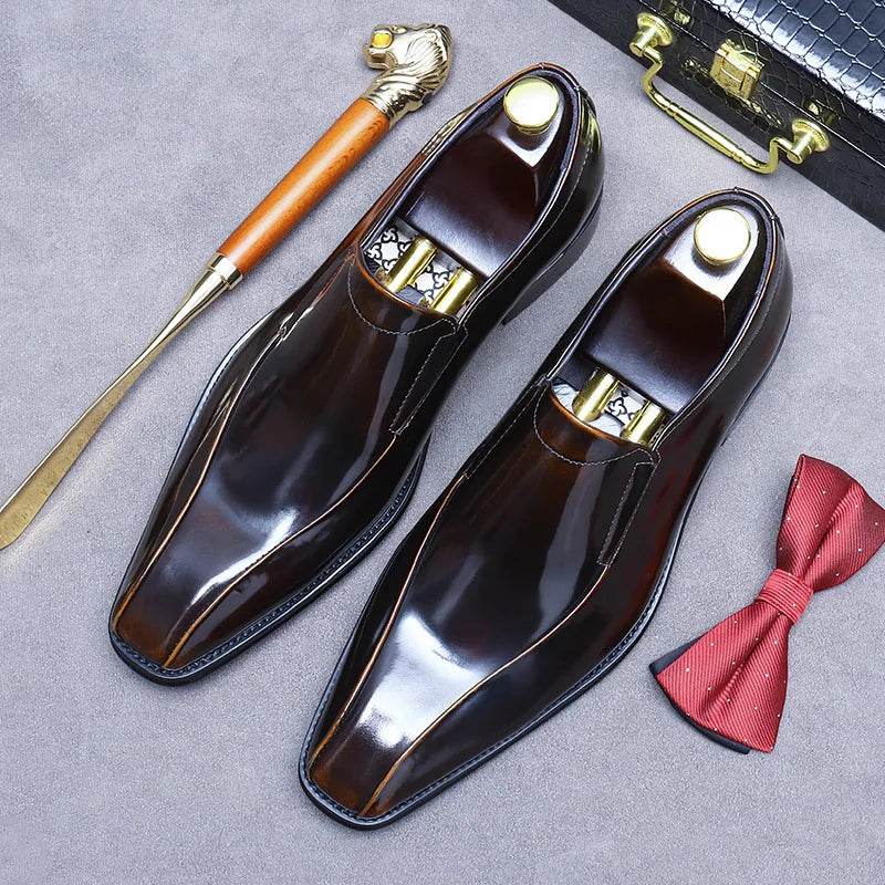 Business Formal Shoes Men's Cowhide Genuine Leather Pointed Toe Loafers Men's Office High Quality Leather Shoes Men's Suit Shoes - FLORANZANI- Beauté & Santé