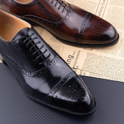 Classic Brogue Shoe Men's Business Suits Matches New Style Genuine Cowhide Handmade Formal Office Wedding Party Mans Dress Shoes - FLORANZANI- Beauté & Santé