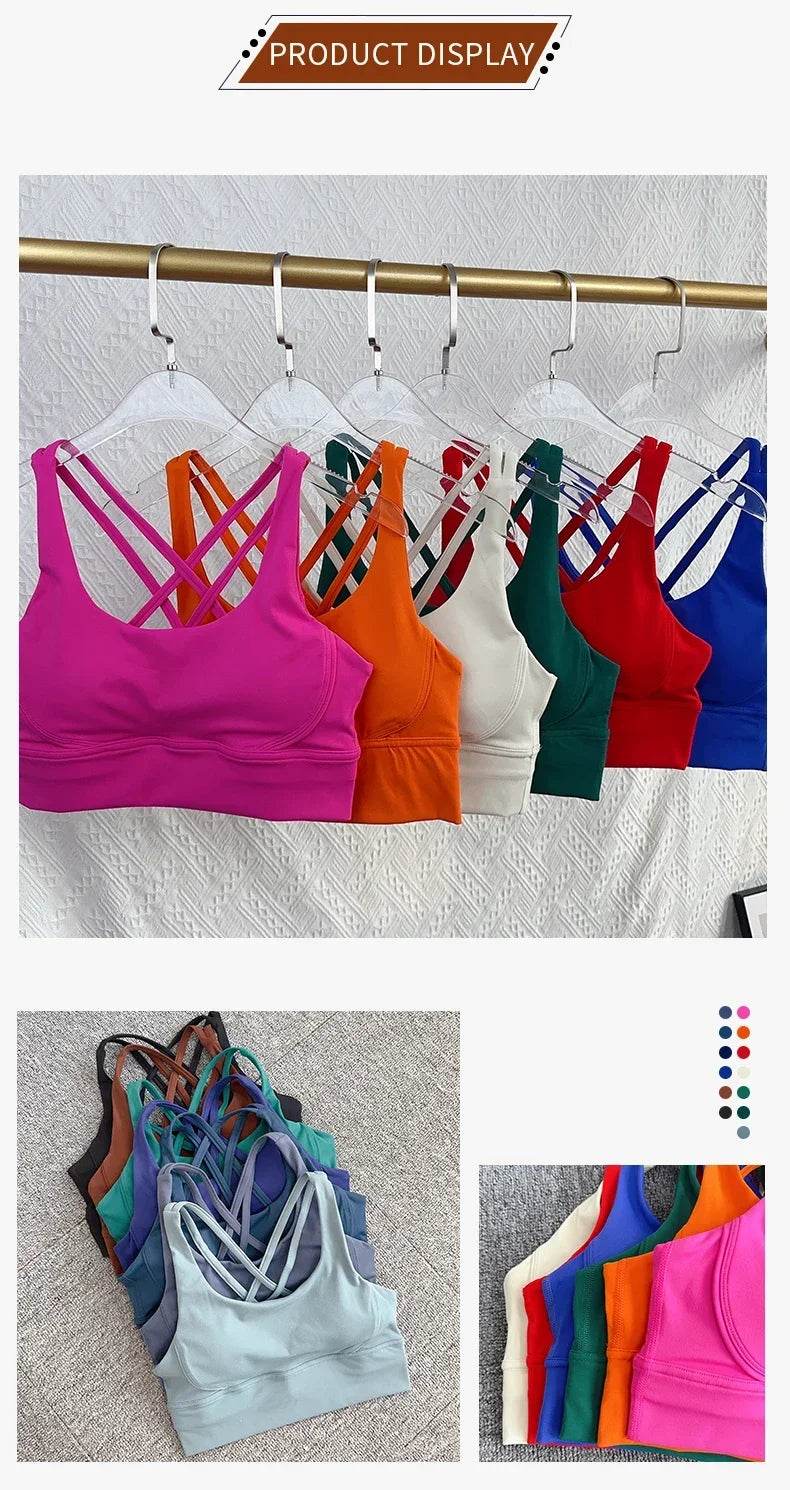 Sexy Fashion Cross Back Women Yoga Sport Bras Breathable Quick-Drying Shockproof Yoga Underwear Fitness Running Exercise Bra - FLORANZANI- Beauté & Santé