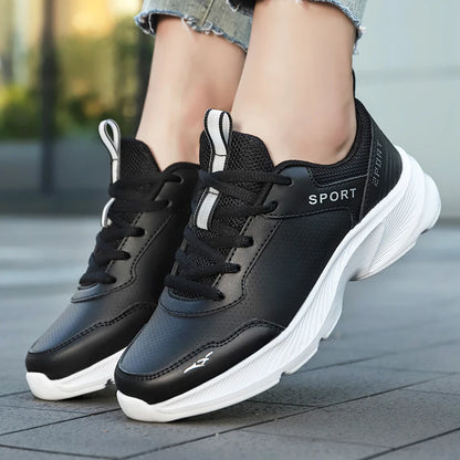 Women's Casual Shoes Breathable Walking Strap Flat Shoes Sports Tennis Women's White and Black Casual Training Shoes New 2024