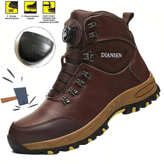 Breathable Sport Work Shoes Men Shoes Steel Toe Safety Boots Men's Work Sneaker Rotated Button Easy Wear Work Safety Boots - FLORANZANI- Beauté & Santé