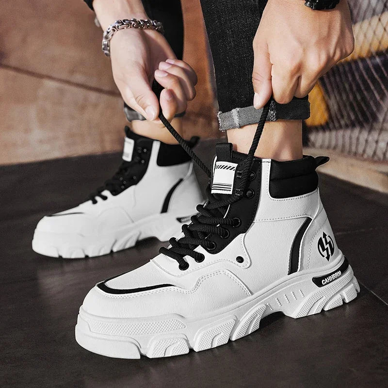 White Winter Work Short Boots for Men British Fashion  Fashion Motorcycle Boots Fashion Outdoor Sports Casual Shoes New 2024