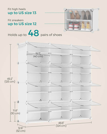 SONGMICS Shoe Rack, 12 Cubes Shoe Organizer with Doors, 48 Pair Plastic Shoe Storage Cabinet, for Bedroom, Entryway, Steel Frame - FLORANZANI- Beauté & Santé