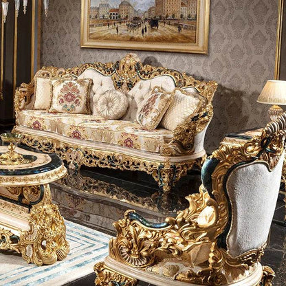 French court classical furniture Renaissance art solid wood carved villa luxury bespoke European sofa - FLORANZANI- Beauté & Santé