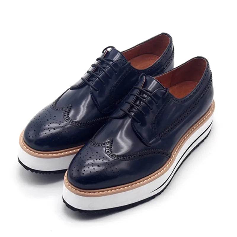 Mens Oxford Shoes Genuine Leather high quality brogue Dress Shoes Classic lace up increase Formal Shoes Man - FLORANZANI- Beauté & Santé