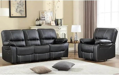 Electric sofa Faux Leather Manual Recliner Sofa Set,Reclining Sofa and 3 Seat Recliner Sofa,Couch Furniture Set for Living Room - FLORANZANI- Beauté & Santé