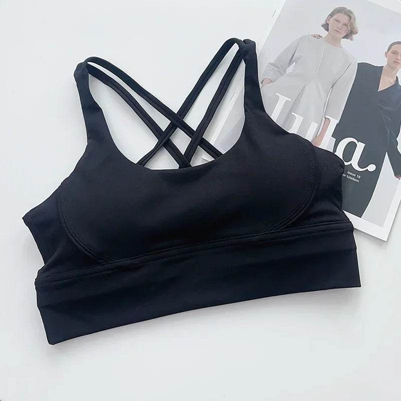 Sexy Fashion Cross Back Women Yoga Sport Bras Breathable Quick-Drying Shockproof Yoga Underwear Fitness Running Exercise Bra - FLORANZANI- Beauté & Santé