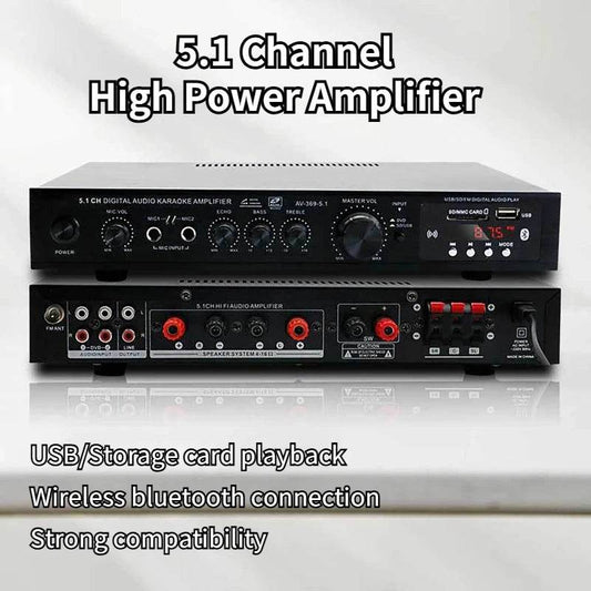 Bluetooth 5.1 Sound Speaker AMP,Stereo Audio Amplifier Receiver, 6 Channel Home Theater Audio Stereo System Components - FLORANZANI- Beauté & Santé